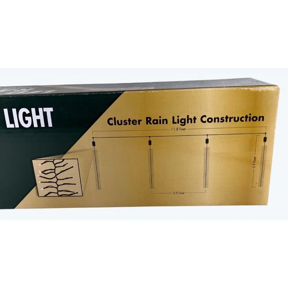 NIB Holiday Bright Lights 400 LED Cascading Cluster Rain Light Set